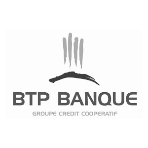 Logo noir et blanc btp banque